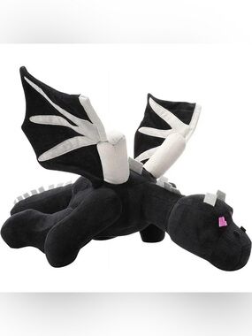 Minecraft Ender Dragon Plush Toy Black Gray Wings Pixel Eyes 23”